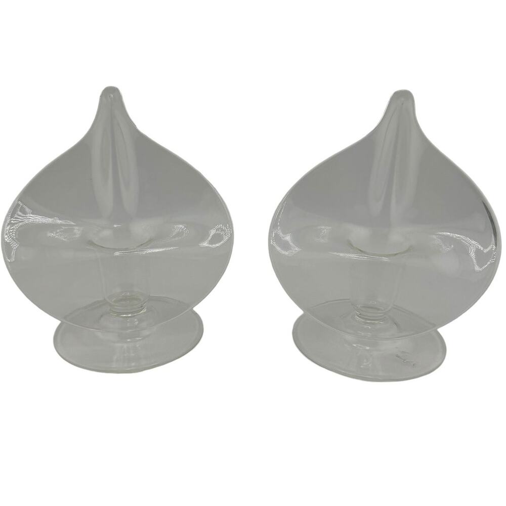 Vintage Clear Glass Jack in the Pulpit Floral Candlestick Holders Set of 2